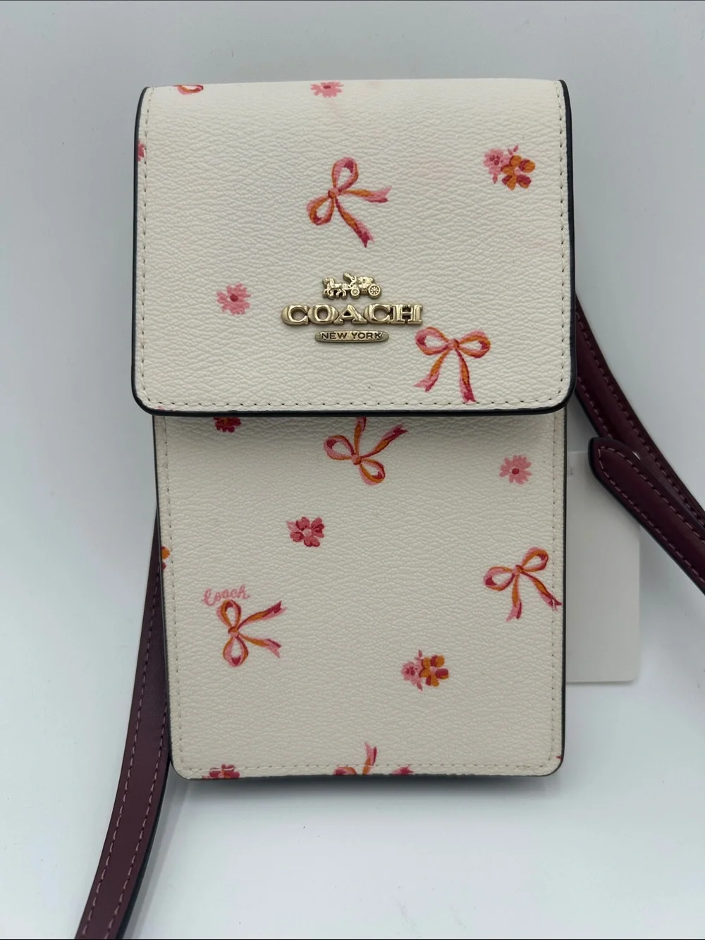 Coach North South Phone Crossbody With Bow Print CN780
